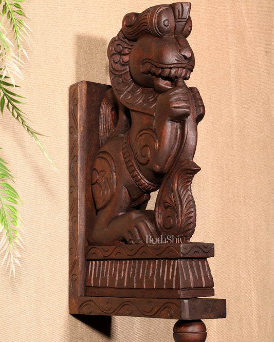 Yazhi (Yali) Wooden Wall Bracket – Handcrafted 16" - Budhshiv.com