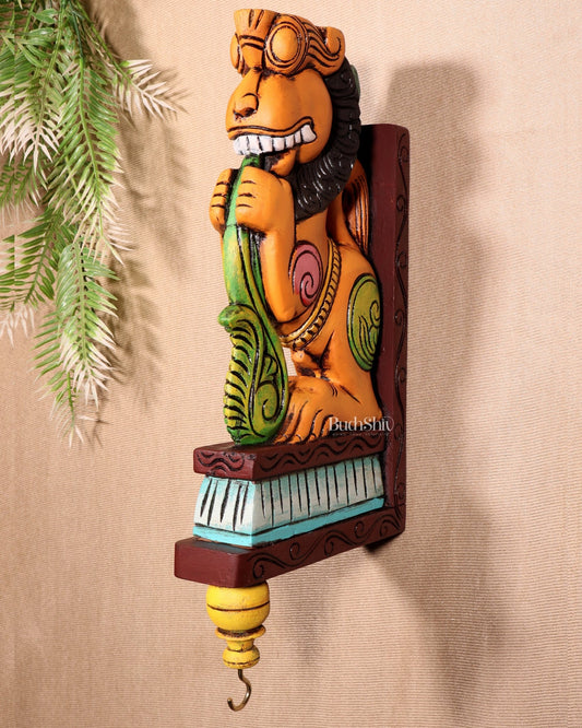 Yazhi (Yali) Wooden Wall Bracket – Handcrafted & Hand - Painted 16" - Budhshiv.com
