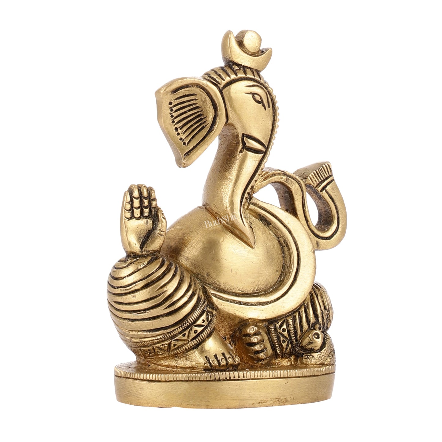 Abstract Modern Brass Ganesha Idol | Height 4.5 inch - Budhshiv.com