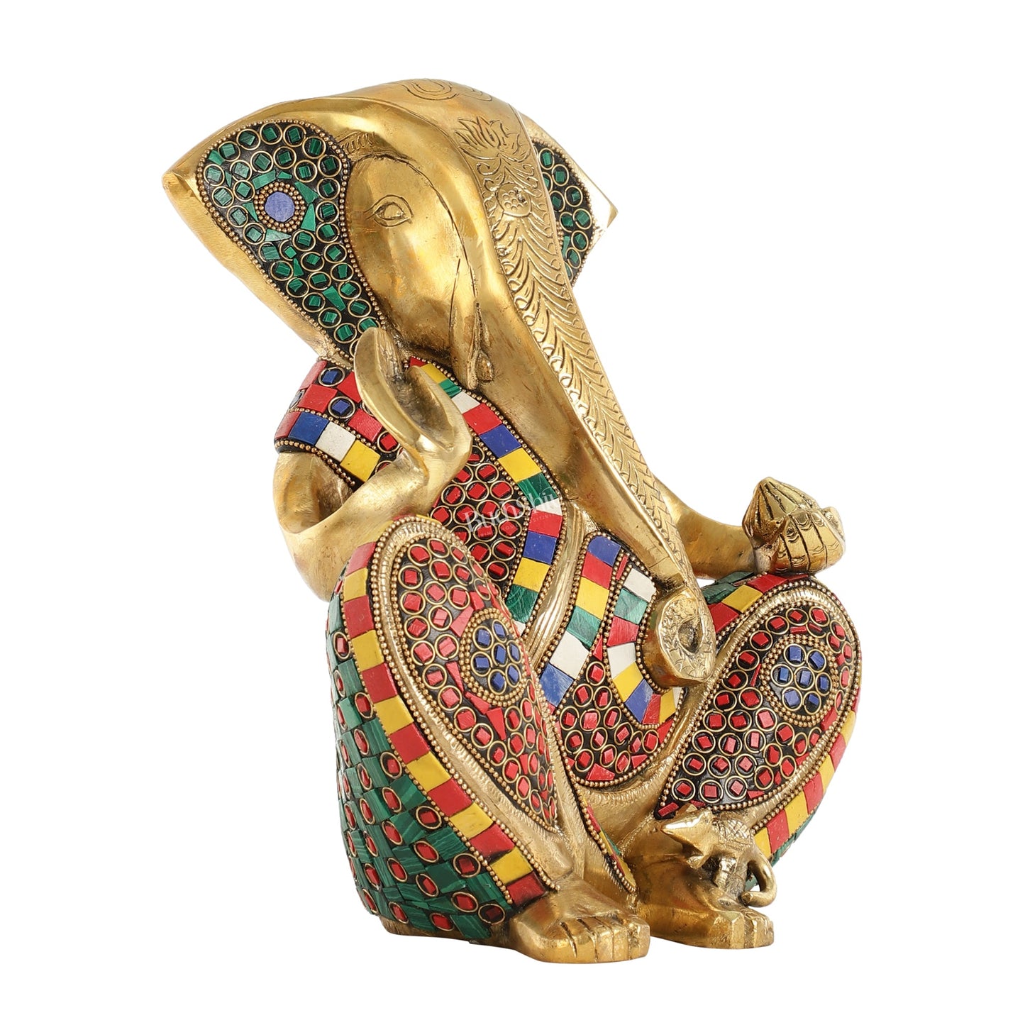 Abstract Modern Brass Ganesha Statue Accent - 11 Inch - Budhshiv.com