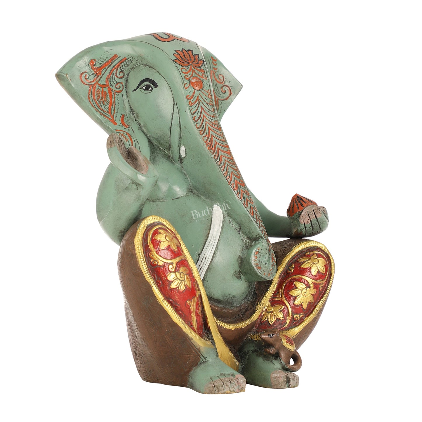 Abstract Modern Brass Ganesha Statue Accent - 11 Inch - Budhshiv.com