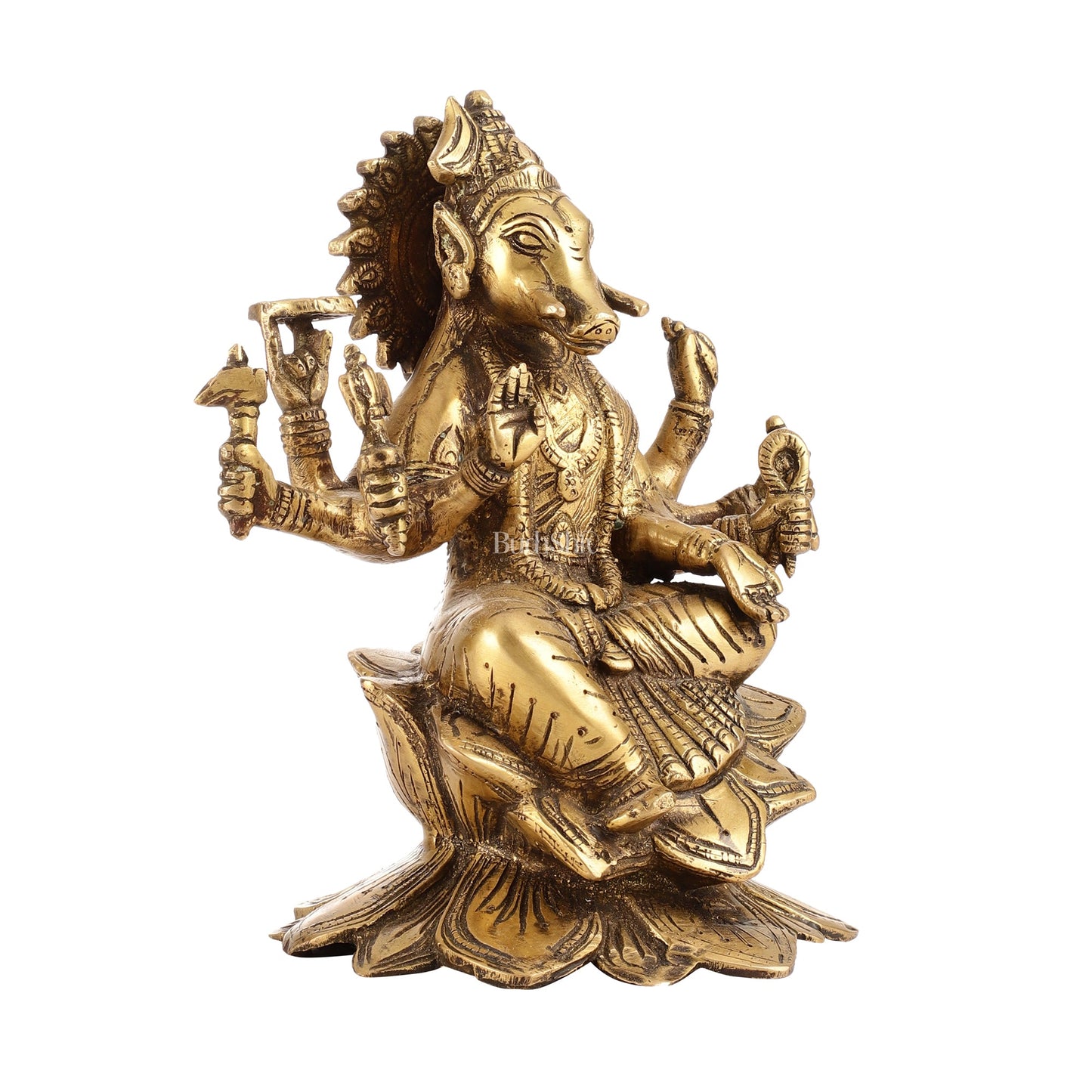 Antique Finish Brass Varahi Amman Idol | Height 9 inch - Budhshiv.com
