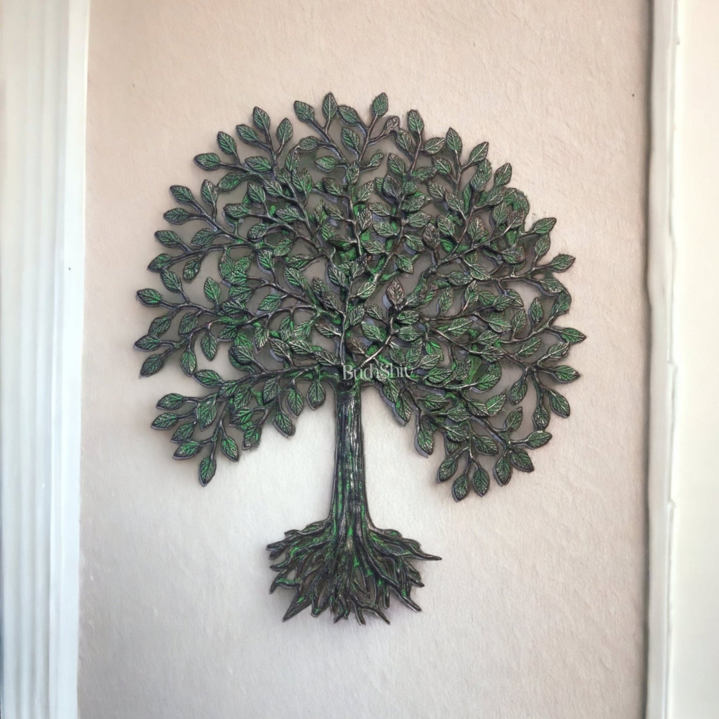Antique Green Brass Kalpavriksha Tree for wall hanging 20 inch - Budhshiv.com