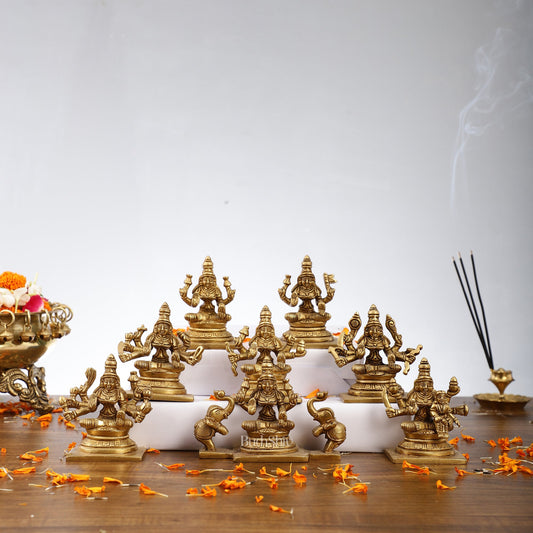 Ashtalakshmi Superfine Brass Idols - 3.5 Inches | BudhShiv - Budhshiv.com