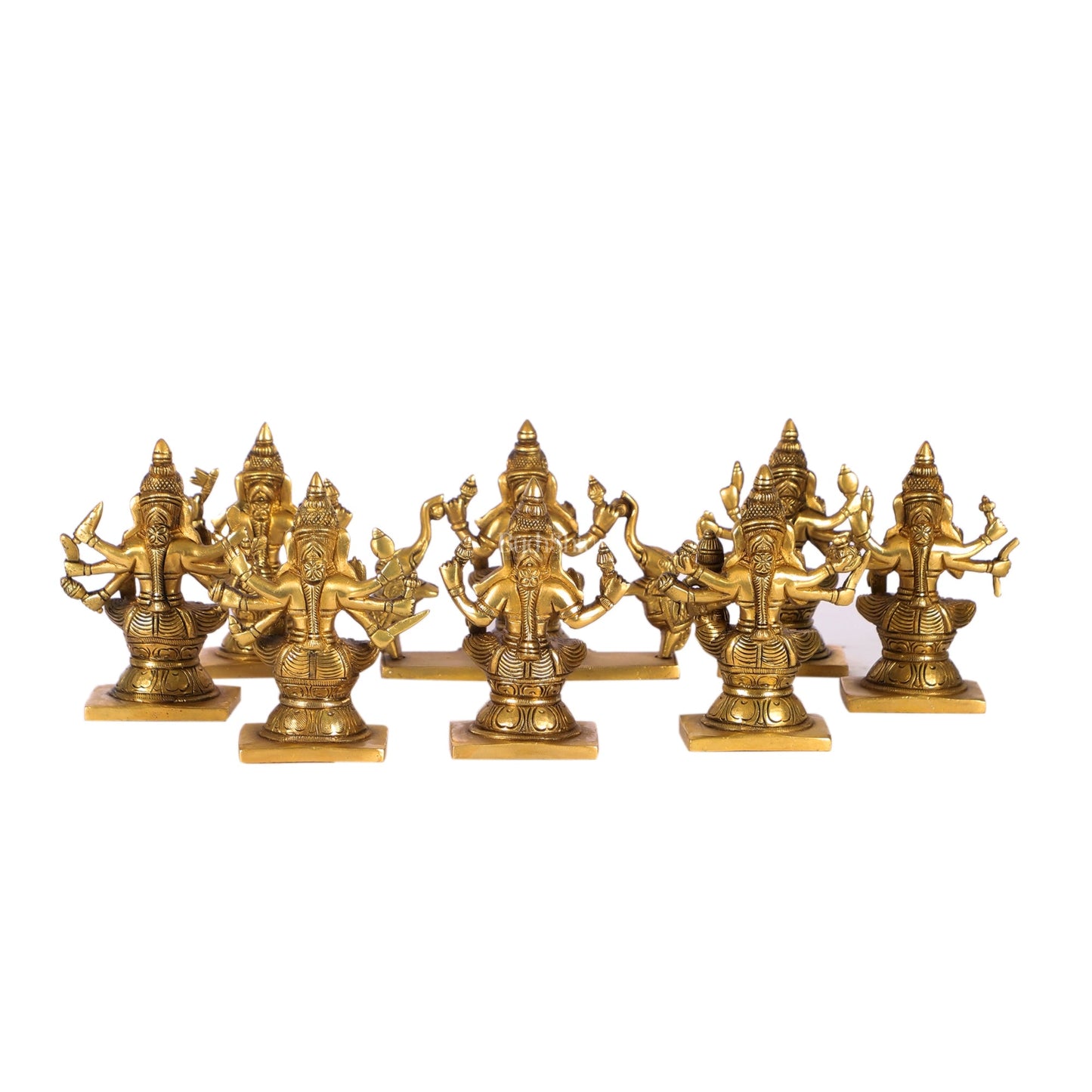 Ashtalakshmi Superfine Brass Idols - 5 Inches Round Base | BudhShiv - Budhshiv.com