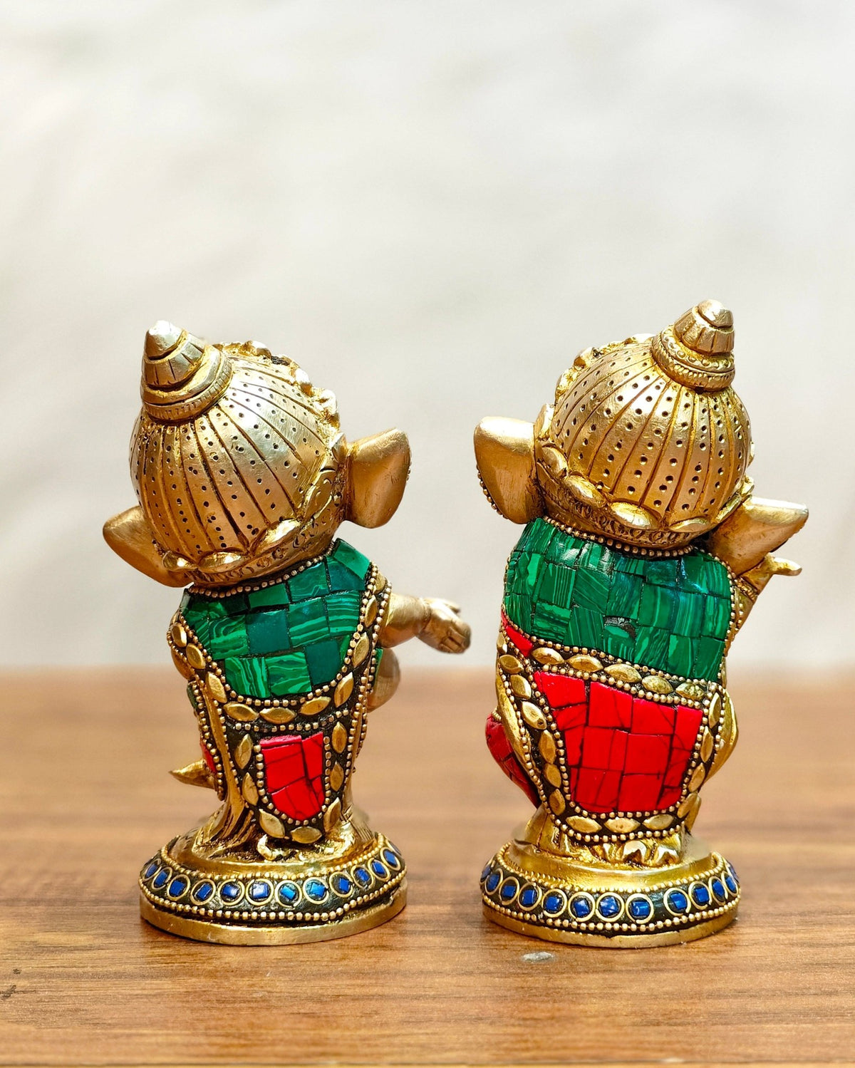 Baby Ganesha Brass Idols pair 5 " Stonework - Budhshiv.com