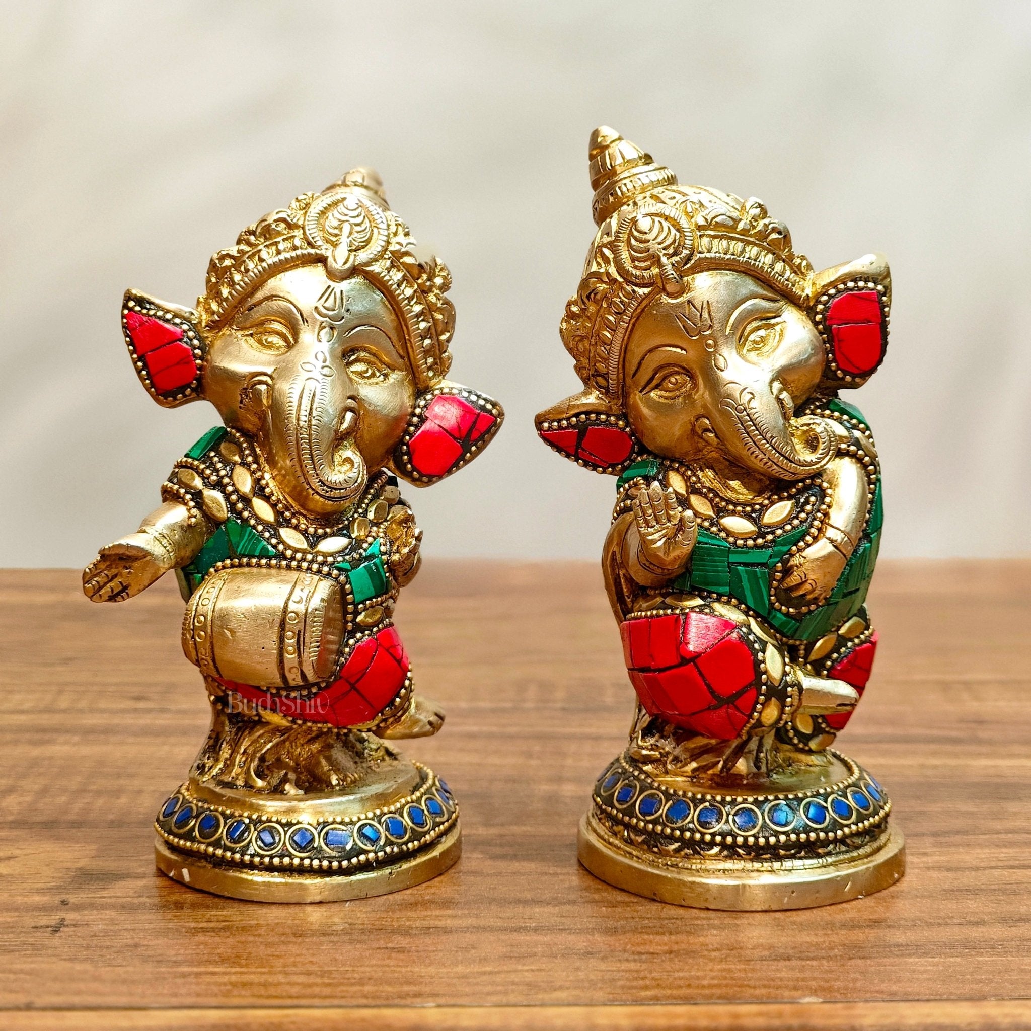 Baby Ganesha Brass Idols Set Stonework 5" – Budhshiv.com