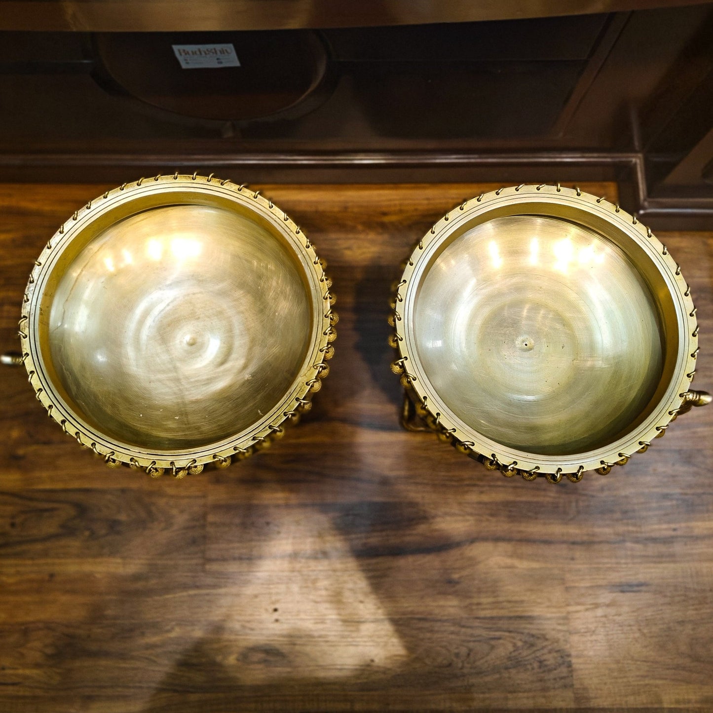 Beautiful Brass Urli with Engraved Elephant Pair set of 2 - Budhshiv.com