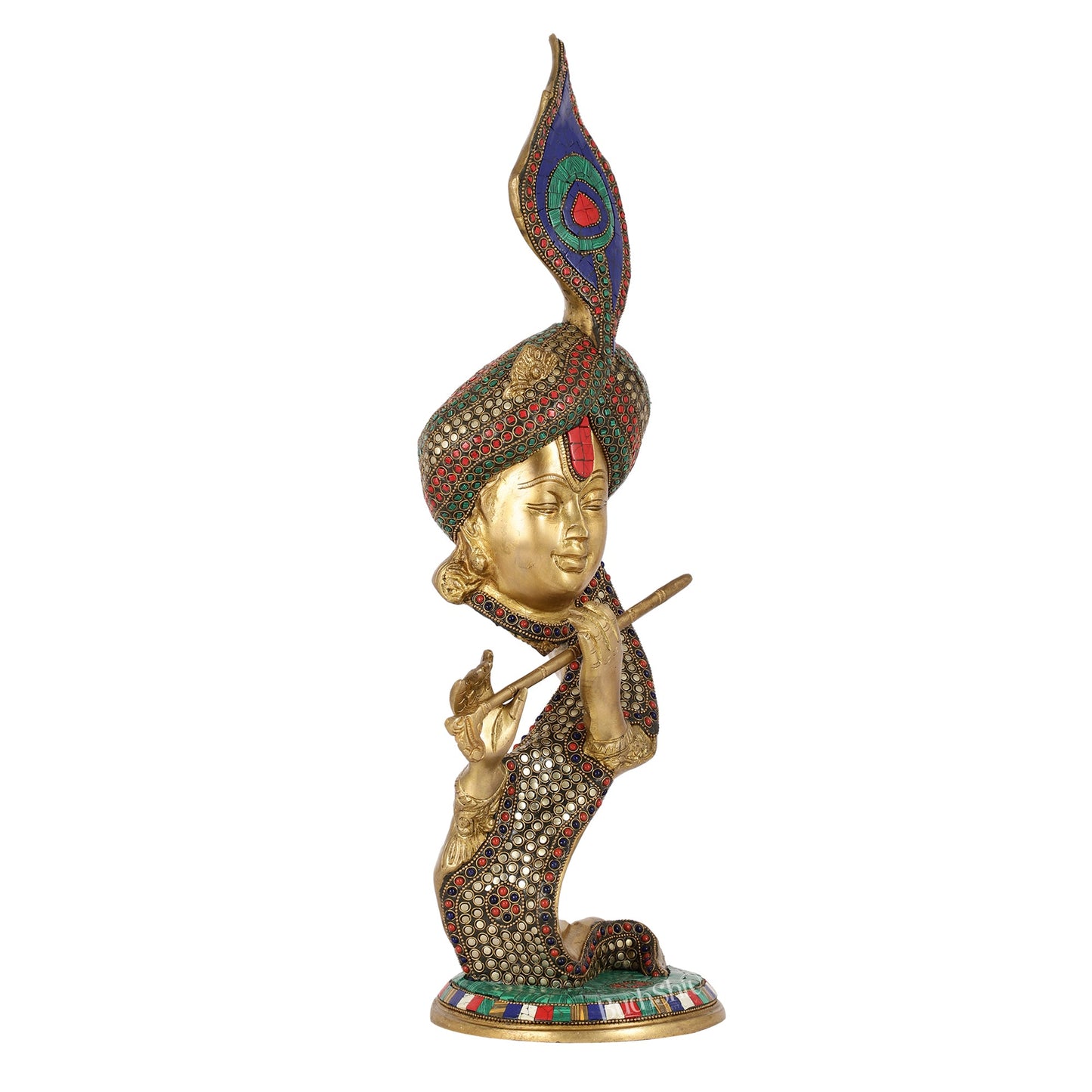 Beautiful Krishna Brass Idol Showpiece 20" - Budhshiv.com