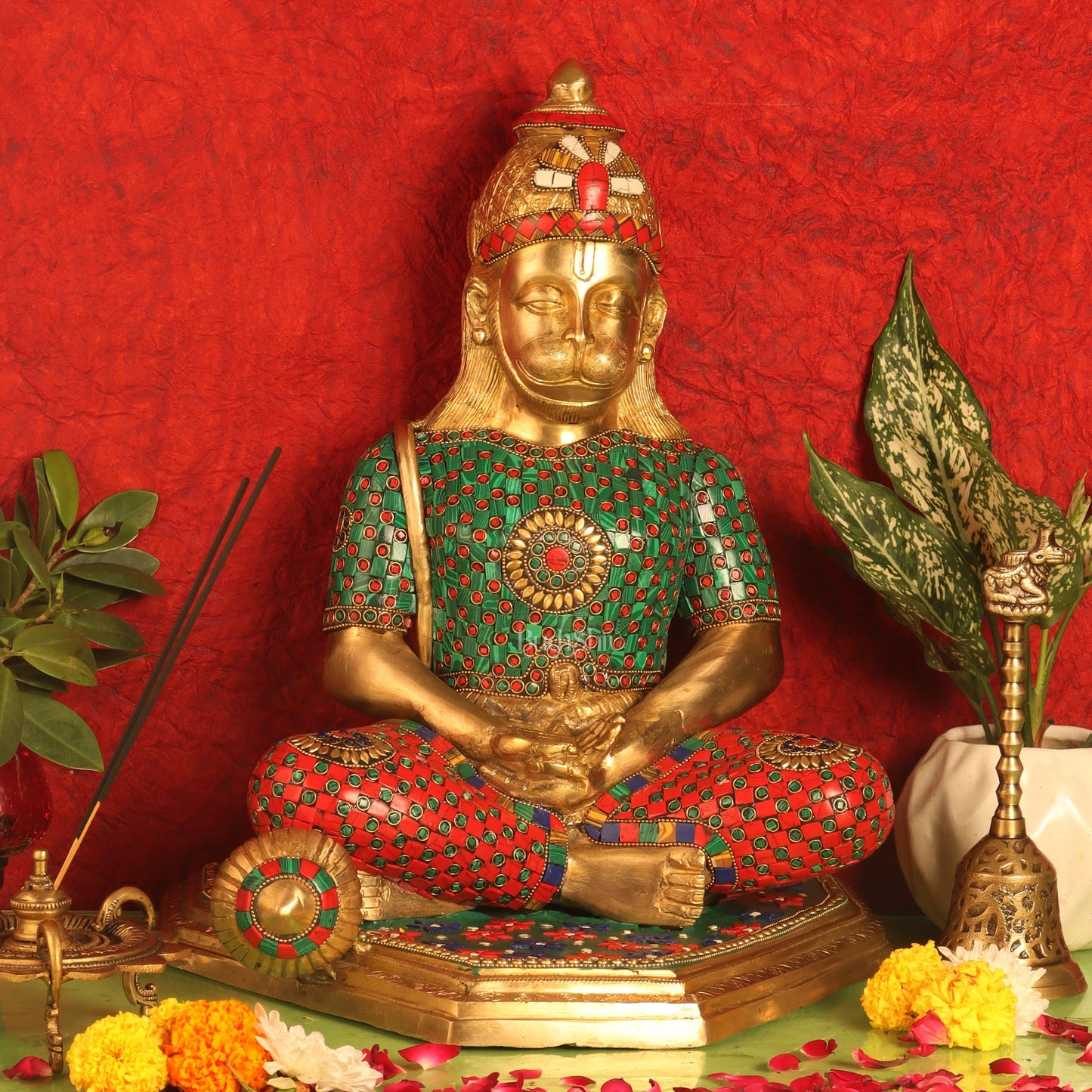 Beautifully Handcrafted Lord Hanuman Statue | Seated in Meditation | 16" Height - Budhshiv.com