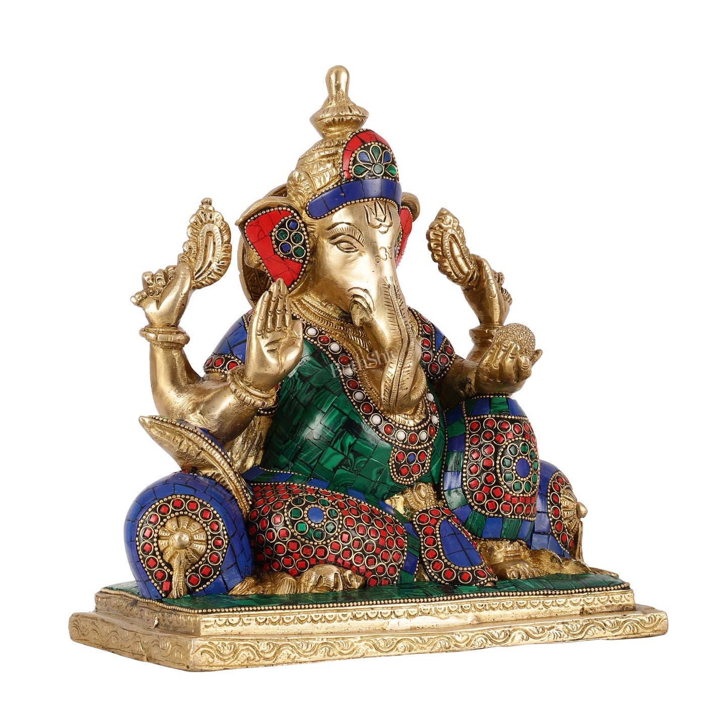 Brass Antique Ganapathi Idol - 10 Inches Height - Budhshiv.com