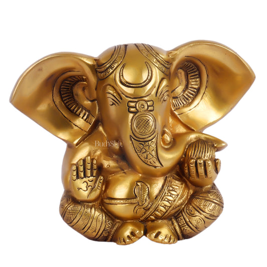 Brass Appu Ganesha Superfine Statue Big ears 6" - Budhshiv.com