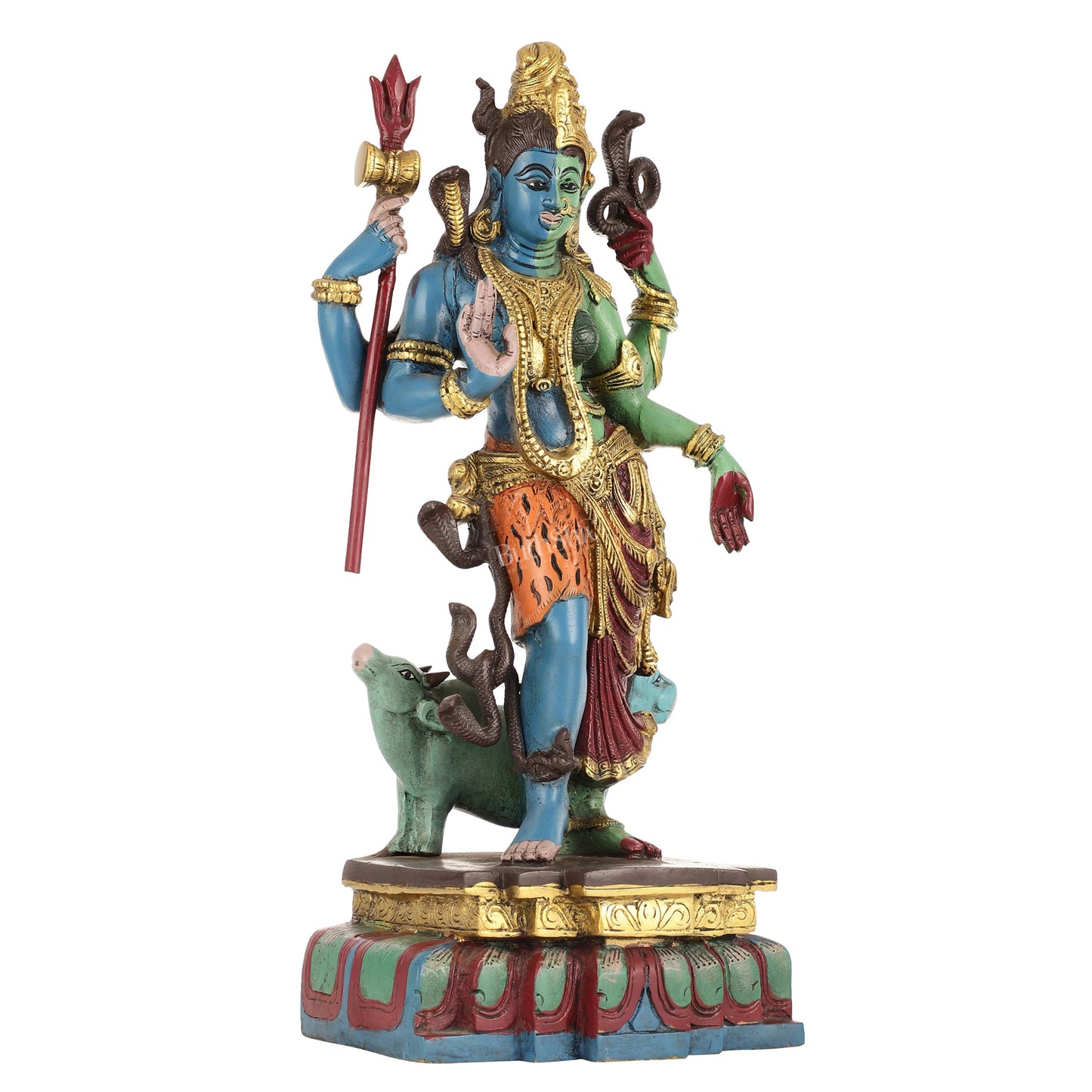Brass Ardhanarishwara Statue - 19 Inch - Budhshiv.com