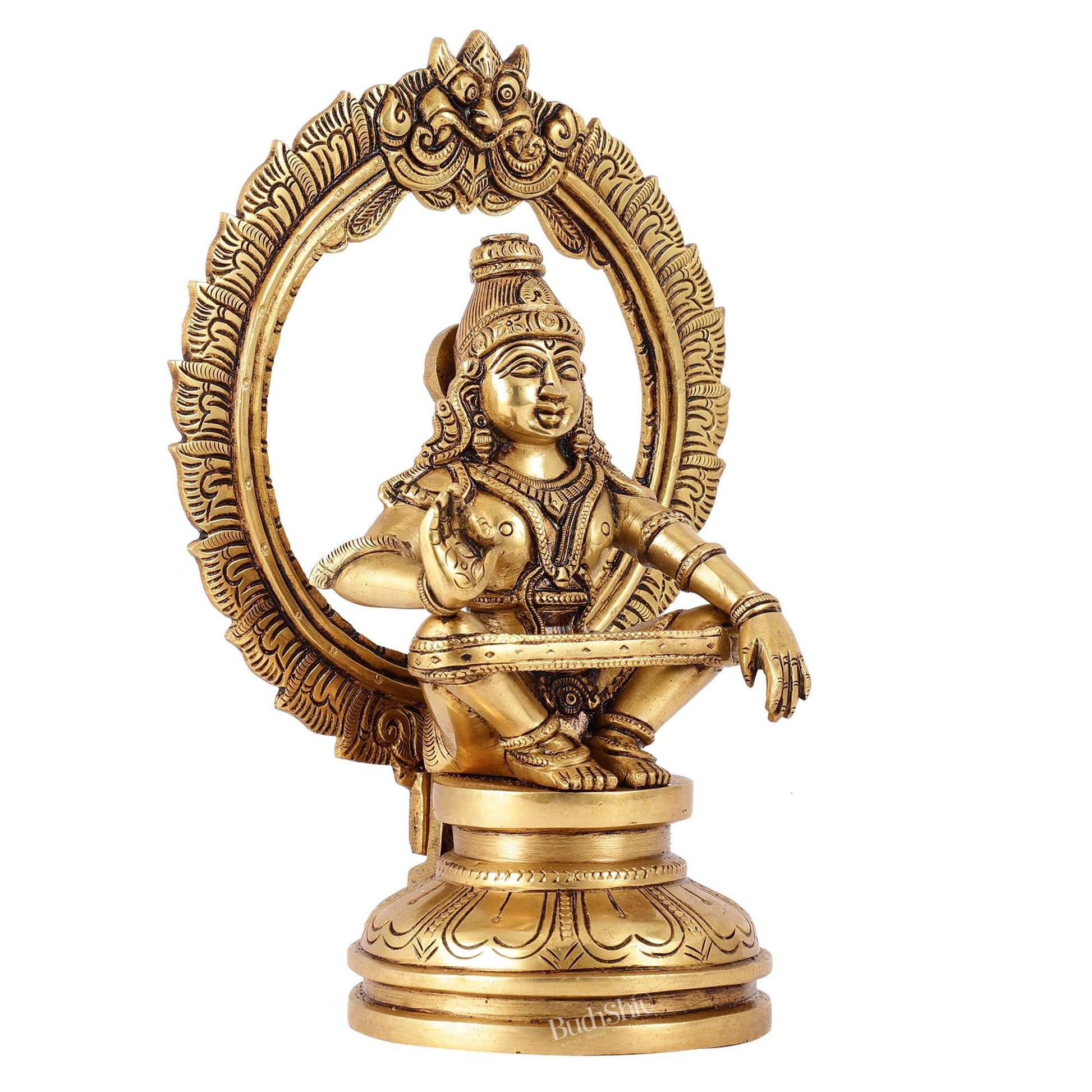 Brass Ayyappan Statue 10" - Budhshiv.com