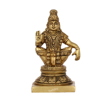 Brass Ayyappan Swamy Statue 5" antique - Budhshiv.com