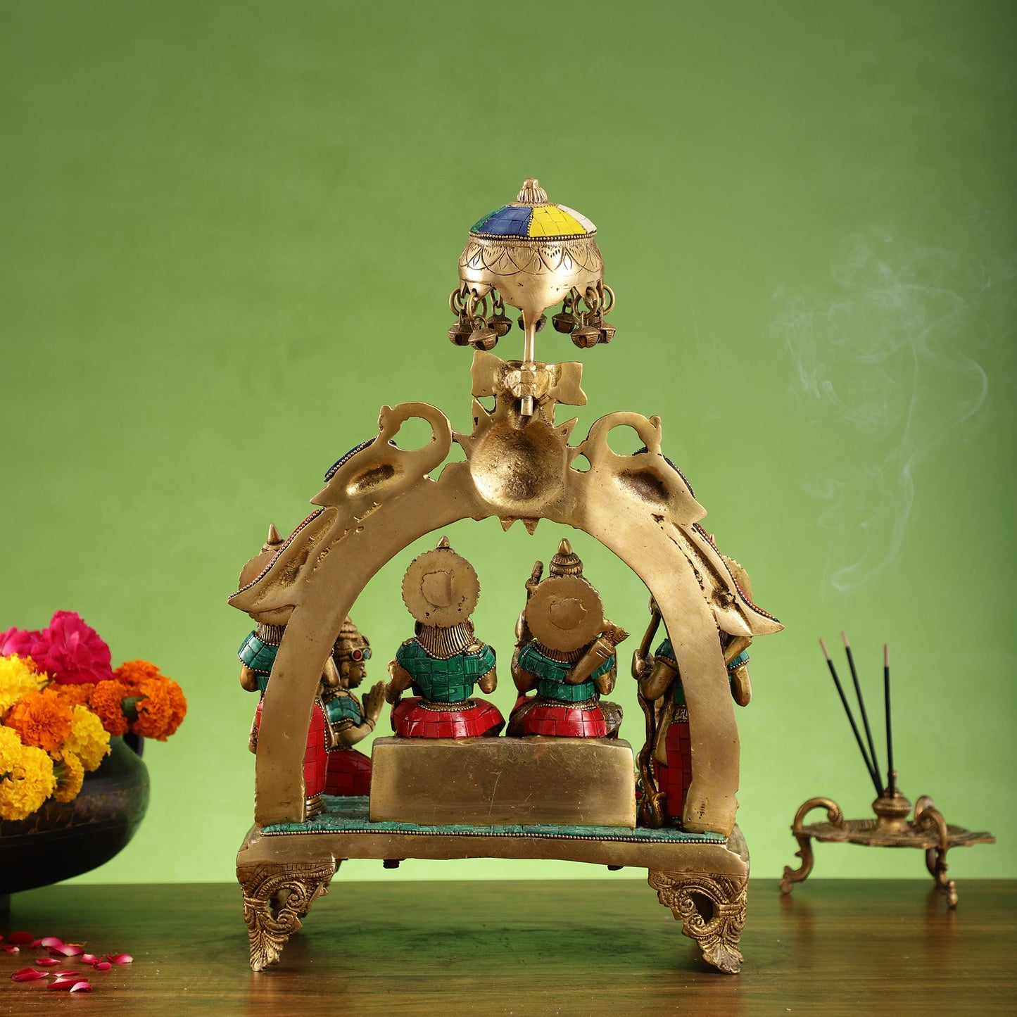 Brass Complete Ram Darbar Statue 16 inch with stonework - Budhshiv.com
