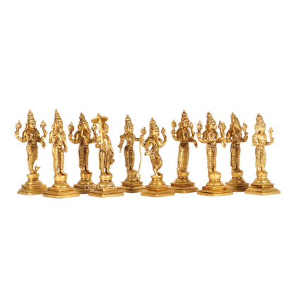 Brass Dashavatar set Superfine honey brass Height 6 inches - Budhshiv.com