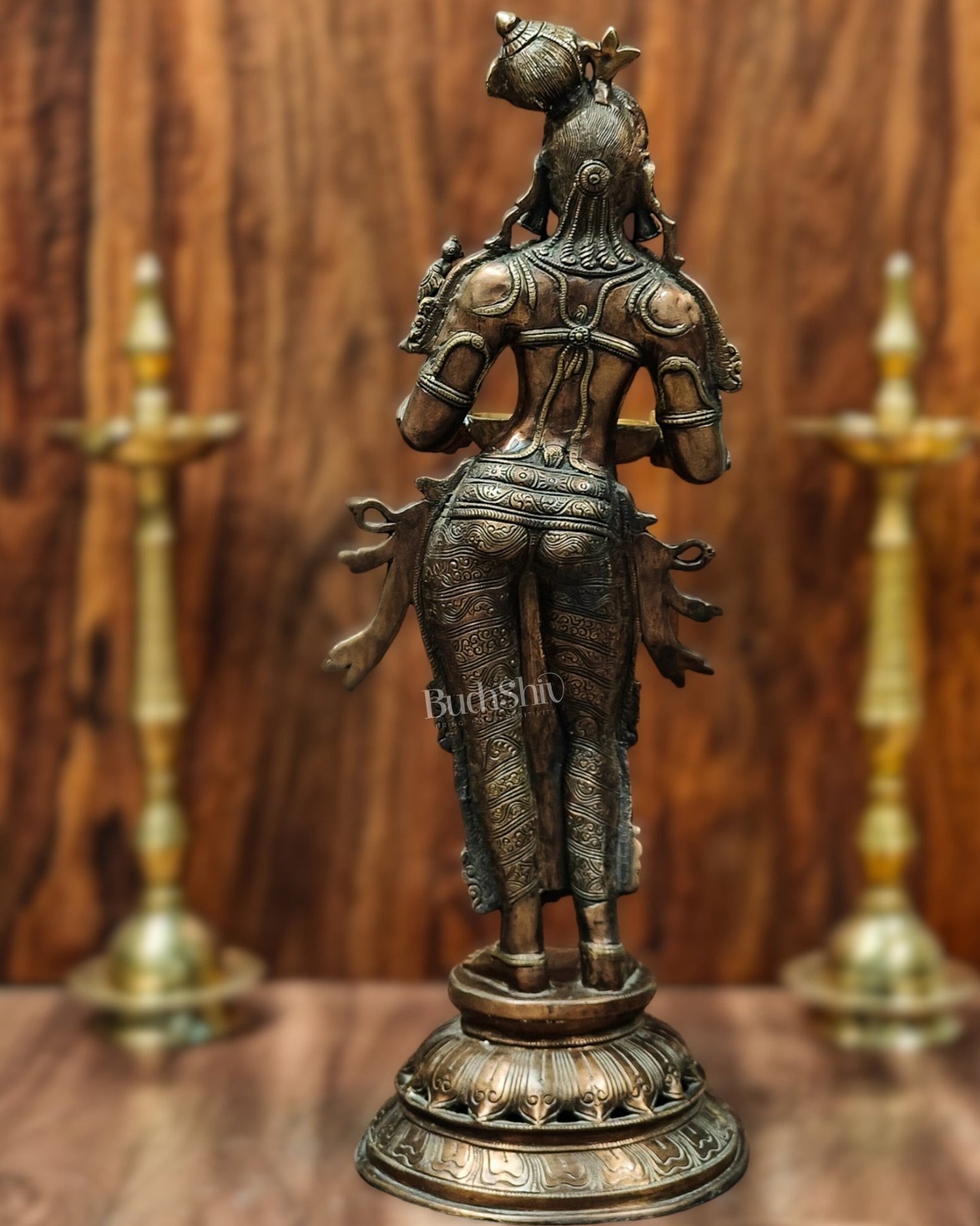 Brass Deep Lady Statue Vilakku 36" - Budhshiv.com