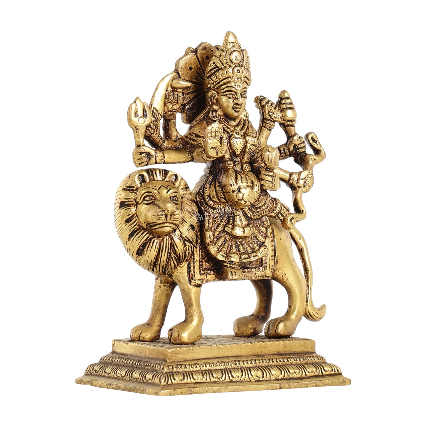 Brass Durga Ma Sherawali Idol - 7 Inch - Budhshiv.com