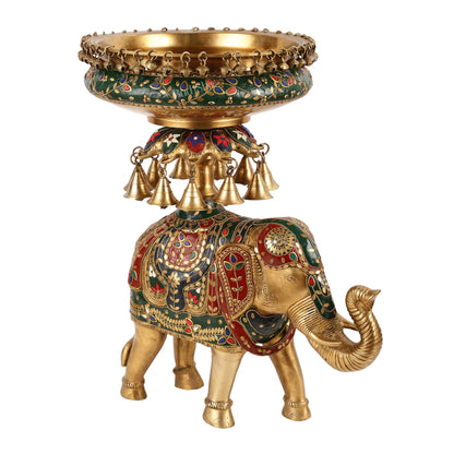 Brass elephant urli Large 21 inch - Budhshiv.com