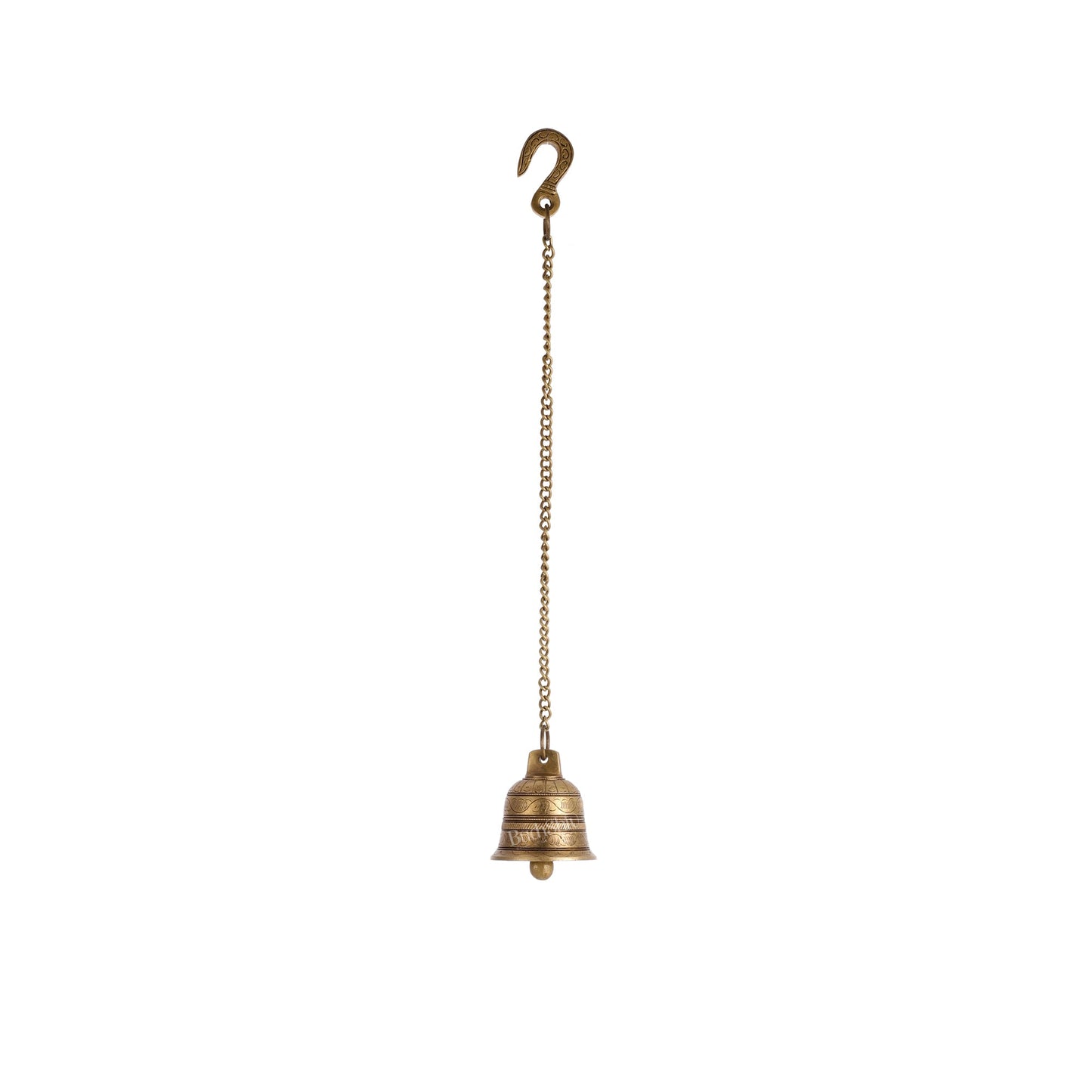 Brass Engraved hanging bell 3 inch diameter - Budhshiv.com