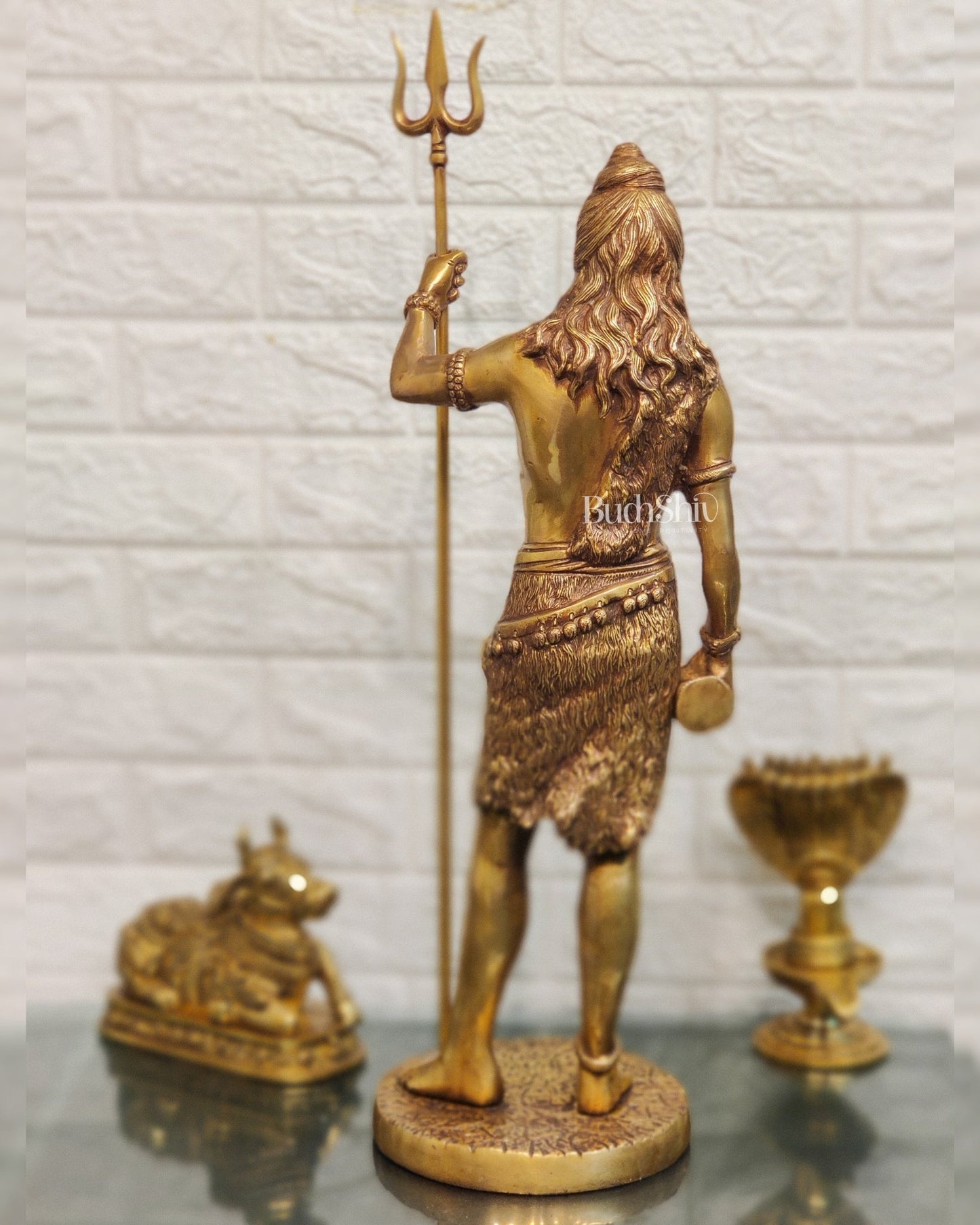 Brass Fine Quality Standing Shiva Statue | 23" Tall | Divine Elegance - Budhshiv.com