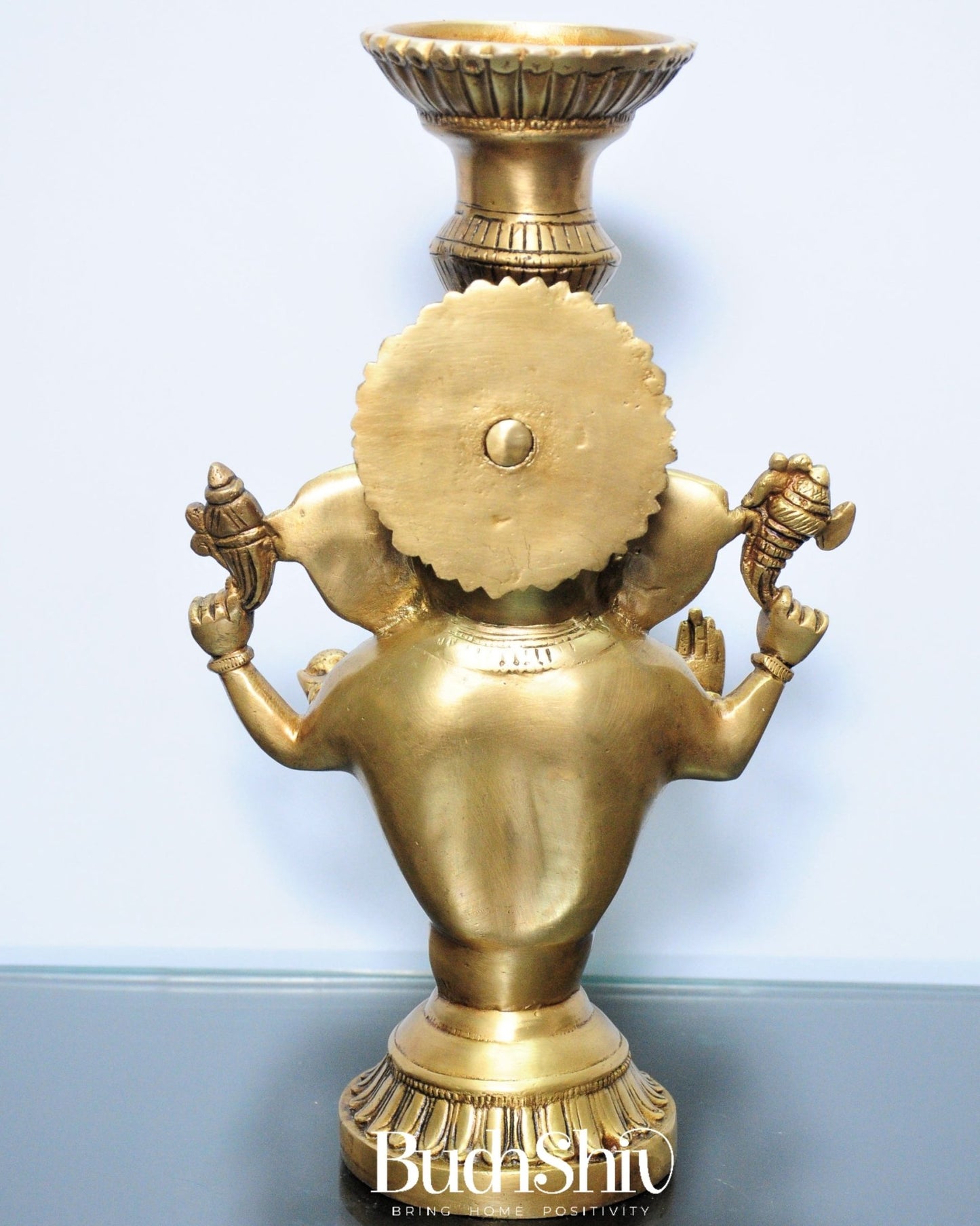 Brass Ganesha Candle Stand - Fine Detailing, Handcrafted Brass Décor - Budhshiv.com