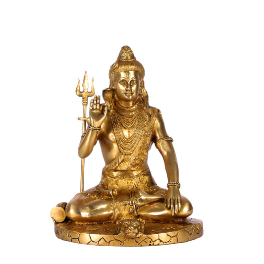 Brass Handcrafted Lord Shiva Statue | Finely Crafted with Sharp Detailing | 9.5" Height" - Budhshiv.com