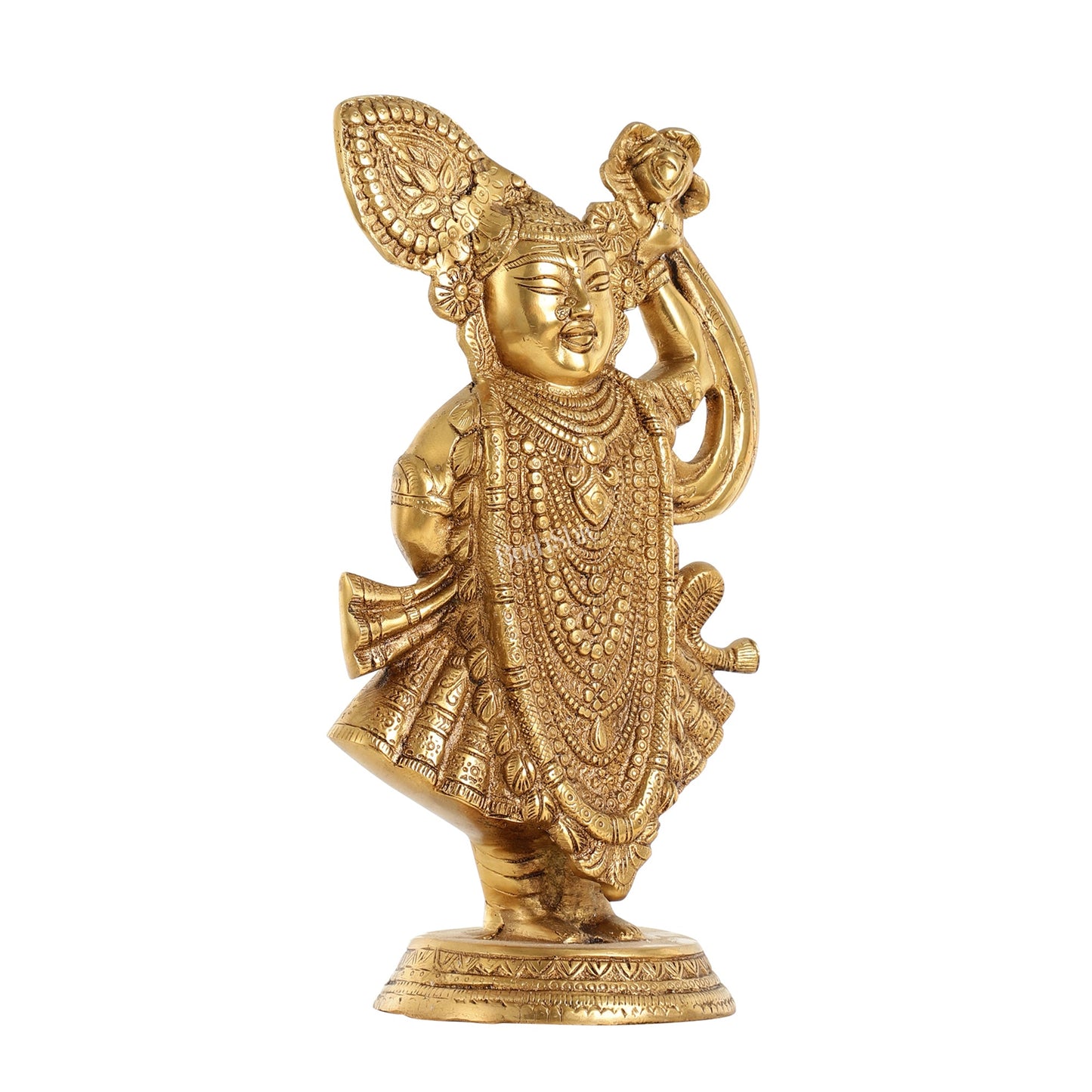 Brass Handcrafted Lord Shrinath Ji Statue | From Nathdwara | Height 13 Inch - Budhshiv.com