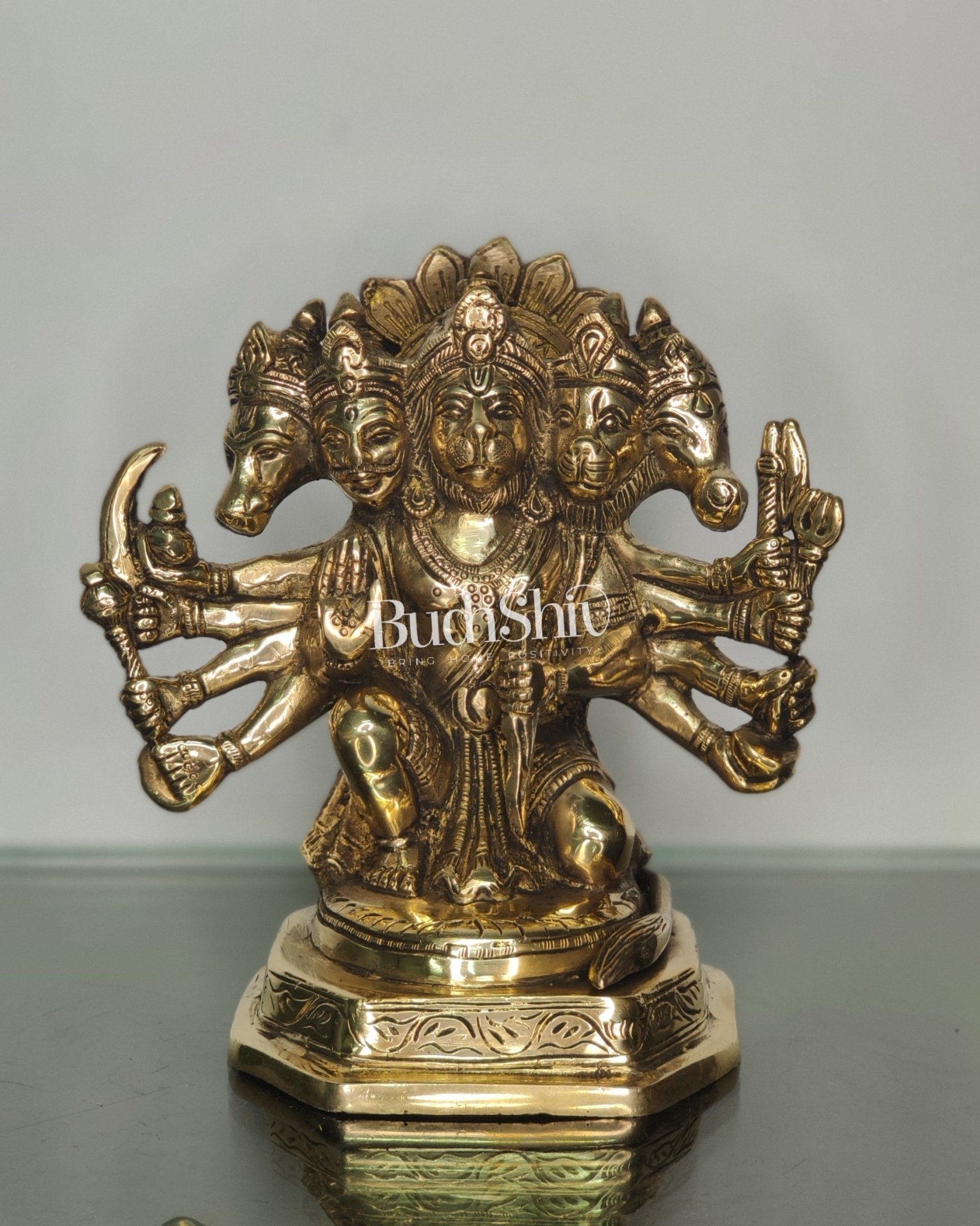 Buy BBrass Handcrafted Panchmukhi Hanuman Statue | 7" Height – Budhshiv.com