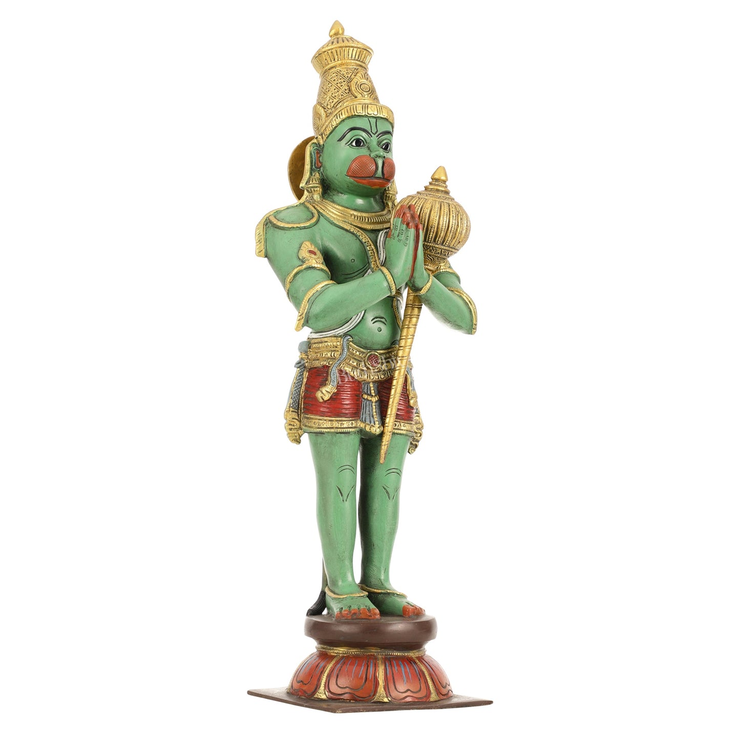 Brass Hanuman Statue in Namashkar Mudra | 21.5" Height | - Budhshiv.com
