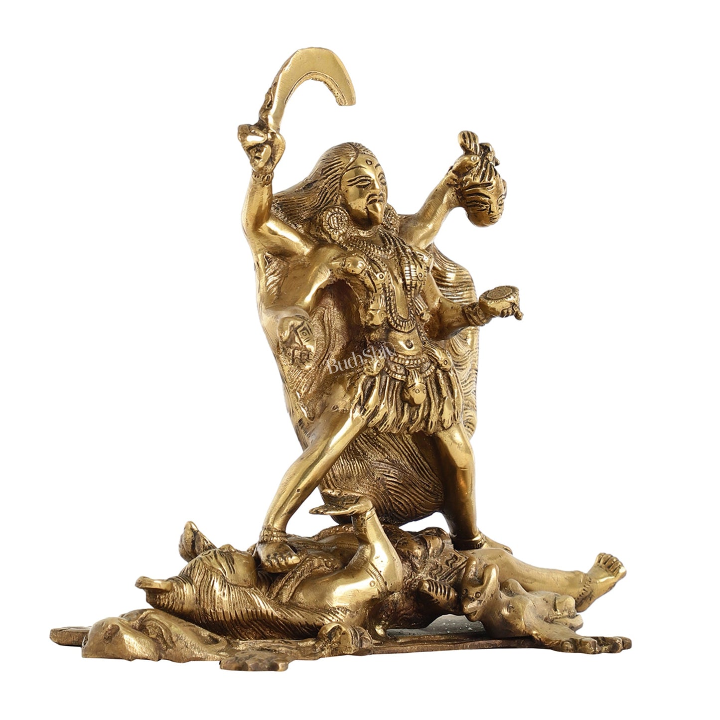 Brass Kali Ma Idol - 8.5 Inch Height - Budhshiv.com