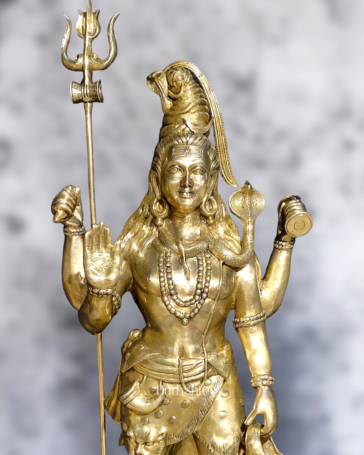 Brass Large Majestic Standing Lord Shiva Statue 90 inch - Budhshiv.com
