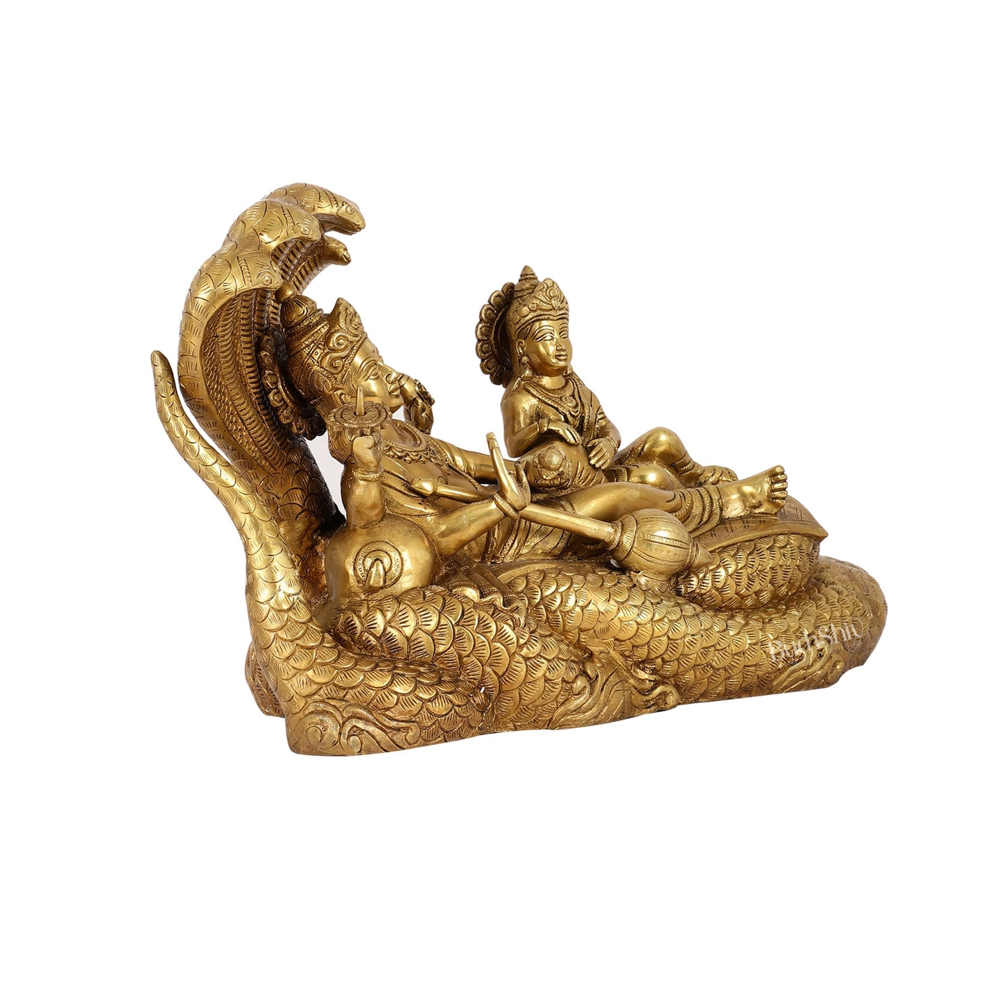 Brass Large Superfine Lakshmi Narayana Vishnu Lakshmi resting idol 20" - Budhshiv.com