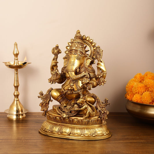 Brass Lord Ganesha Idol - 16 Inch - Budhshiv.com