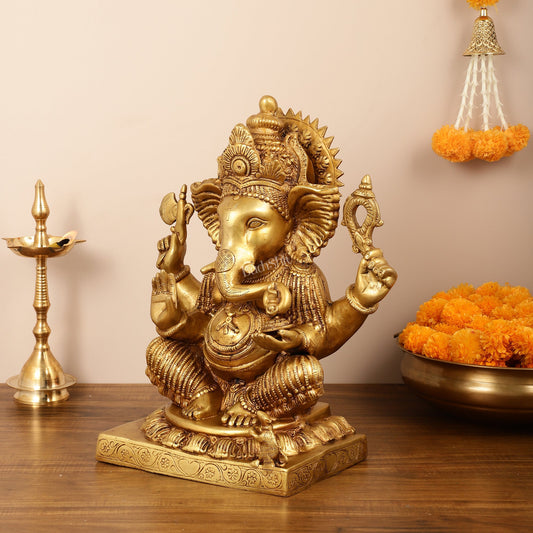 Brass Lord Ganesha Idol - 18 Inch - Budhshiv.com