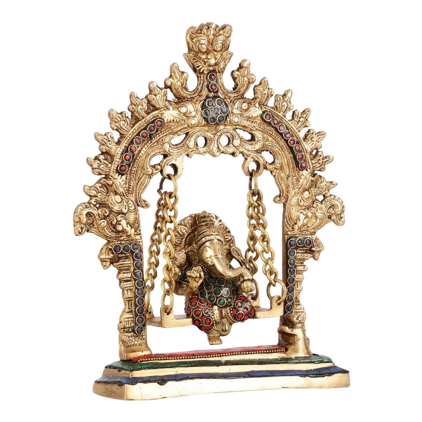 Brass Lord Ganesha Swing Idol - 10 inch - Budhshiv.com