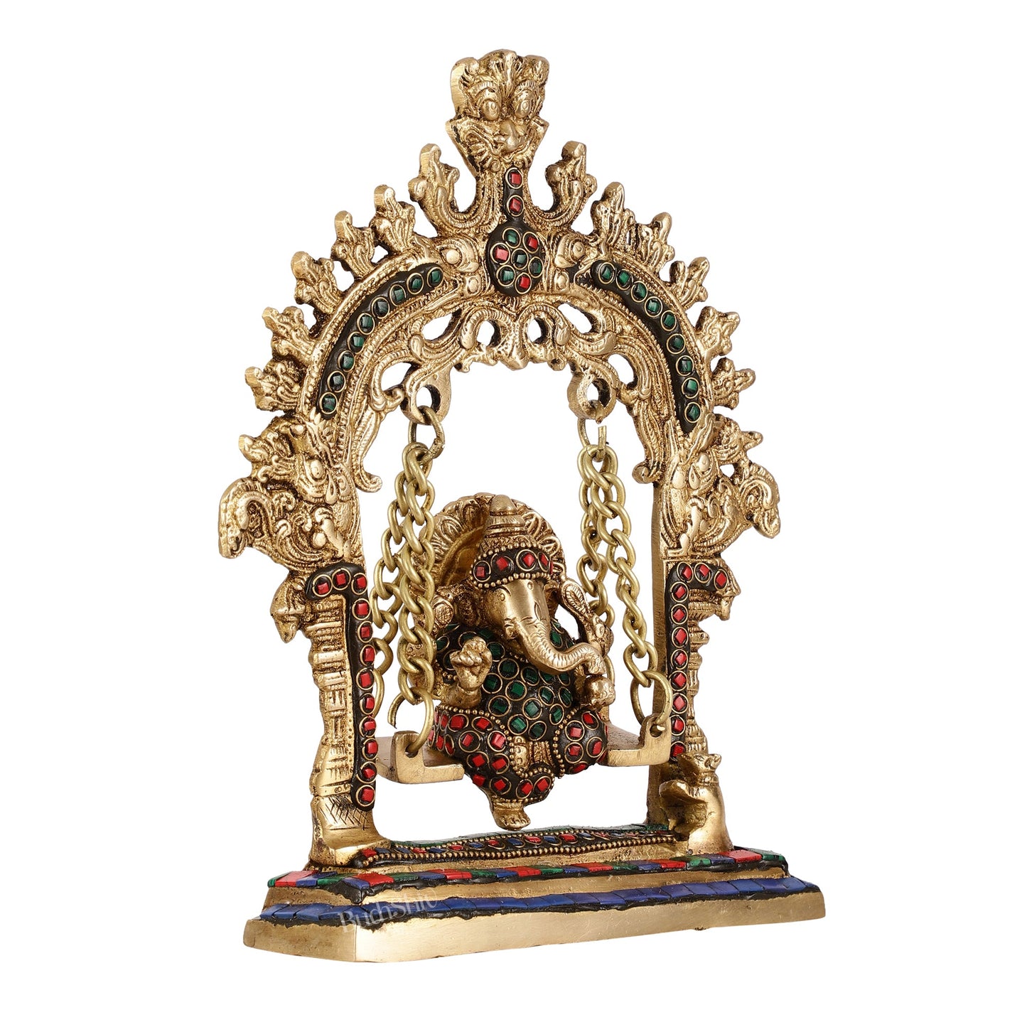 Brass Lord Ganesha Swing Idol - 10 inch - Budhshiv.com