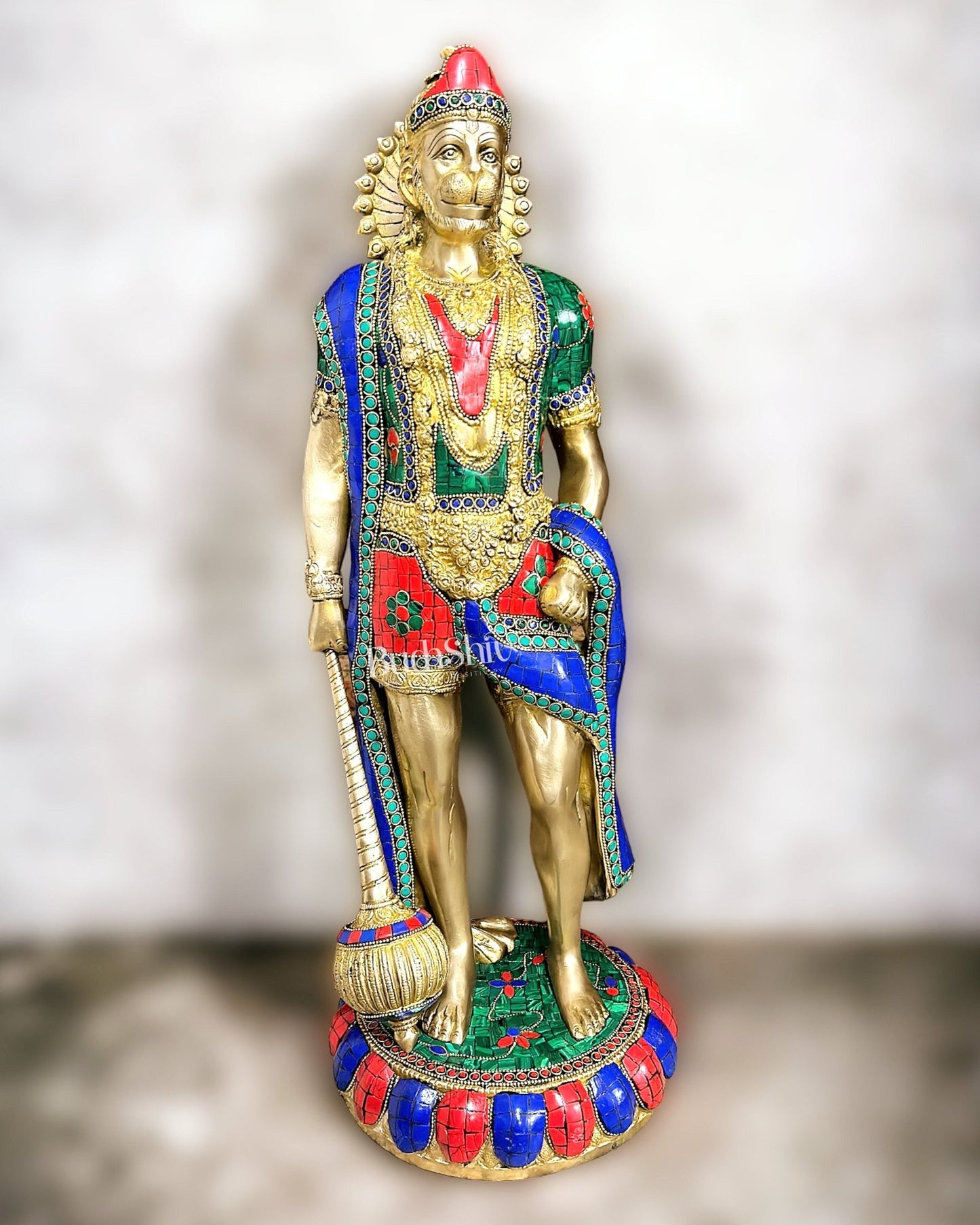 Brass Lord Hanuman Statue Standing 24" Height - Budhshiv.com