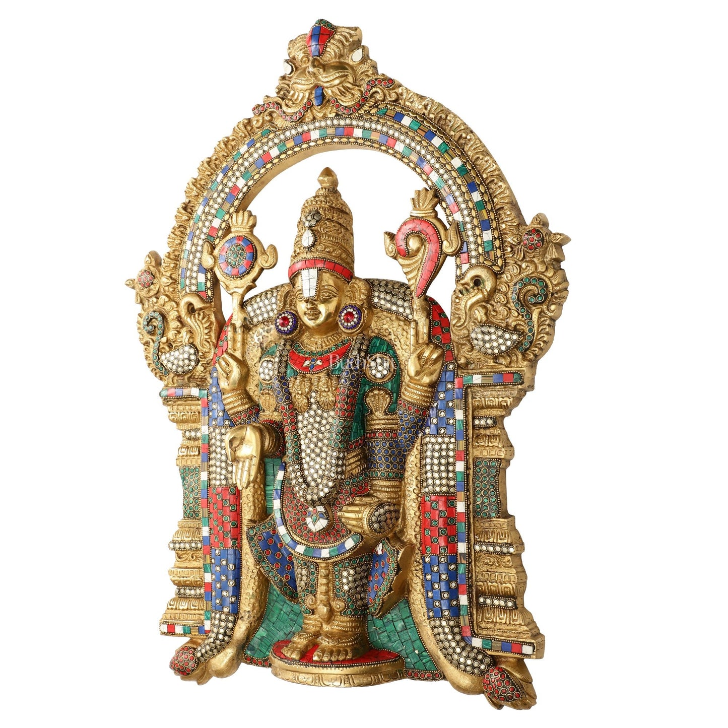 Brass Lord Venkateshwara Tirupati Balaji and Goddess Padmavathi Thayar Wall Hangings - 26 - Budhshiv.com
