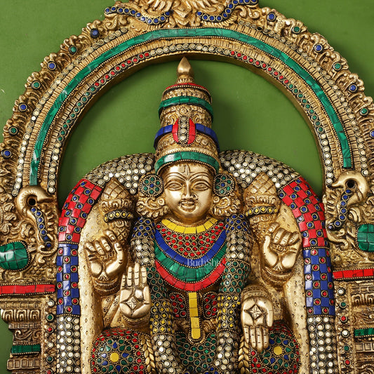 Brass Lord Venkateshwara Tirupati Balaji and Goddess Padmavathi Thayar Wall Hangings - 26 - Budhshiv.com