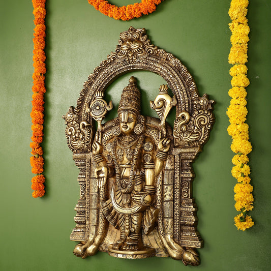 Brass Lord Venkateshwara Tirupati Balaji Wall Hanging - 26 Inch - Budhshiv.com