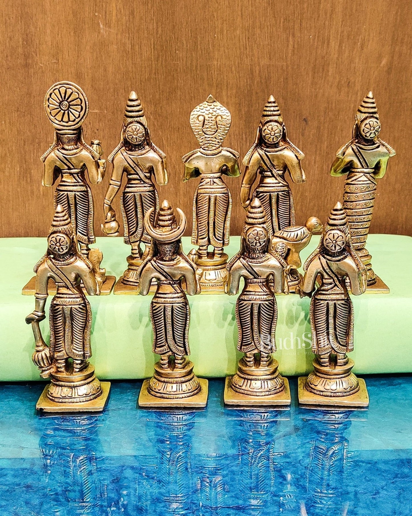 Brass Navgraha idols abhishekam base 8.5" - Budhshiv.com