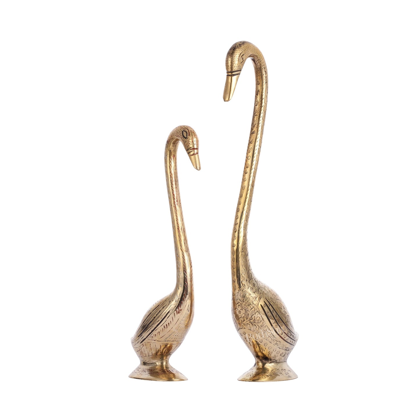 Brass Pair of Swans Showpiece - 15" Height | Elegant Home Decor - Budhshiv.com