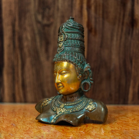 Brass Parvati Bust table accent 12" - Budhshiv.com
