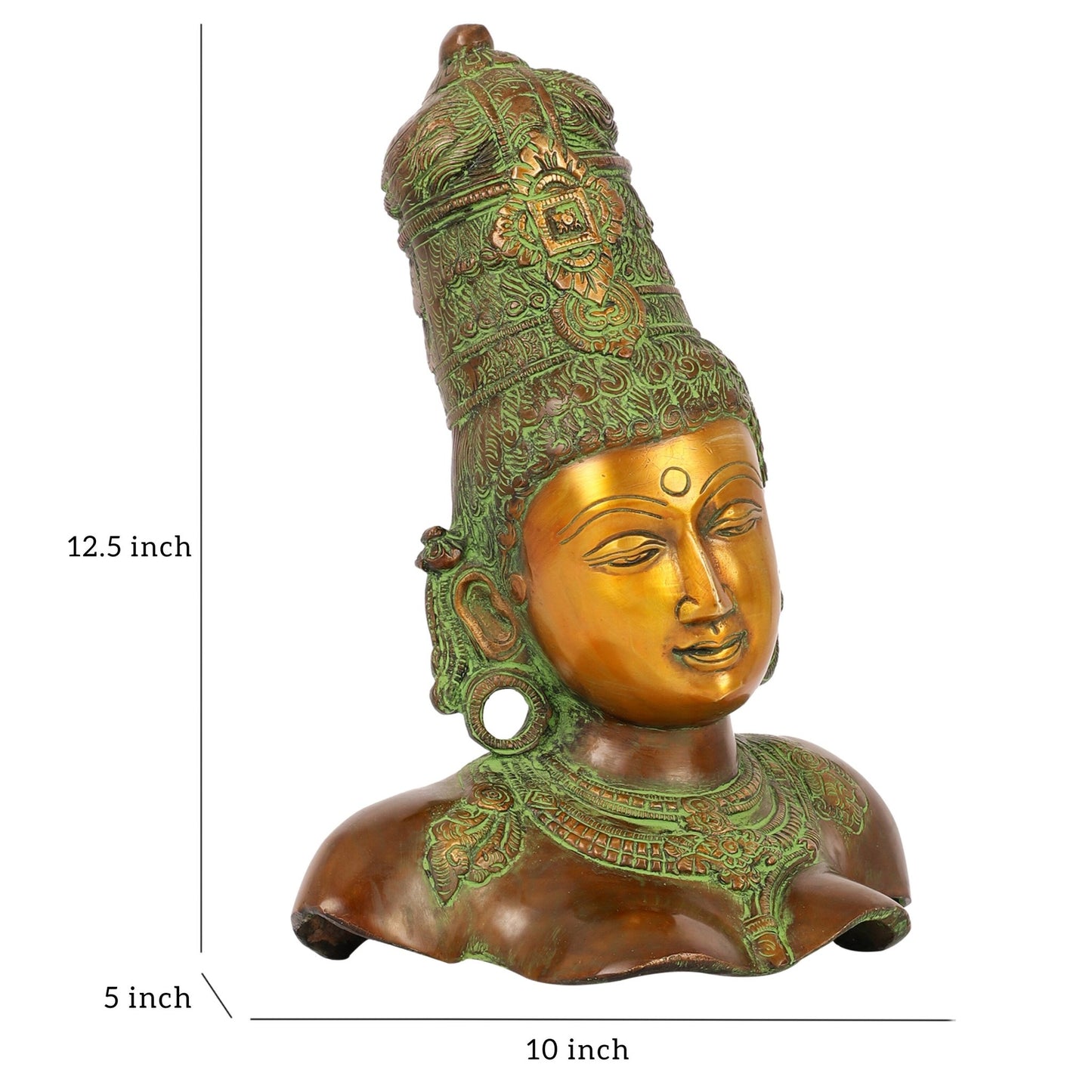 Brass Parvati Bust table accent 12" - Budhshiv.com