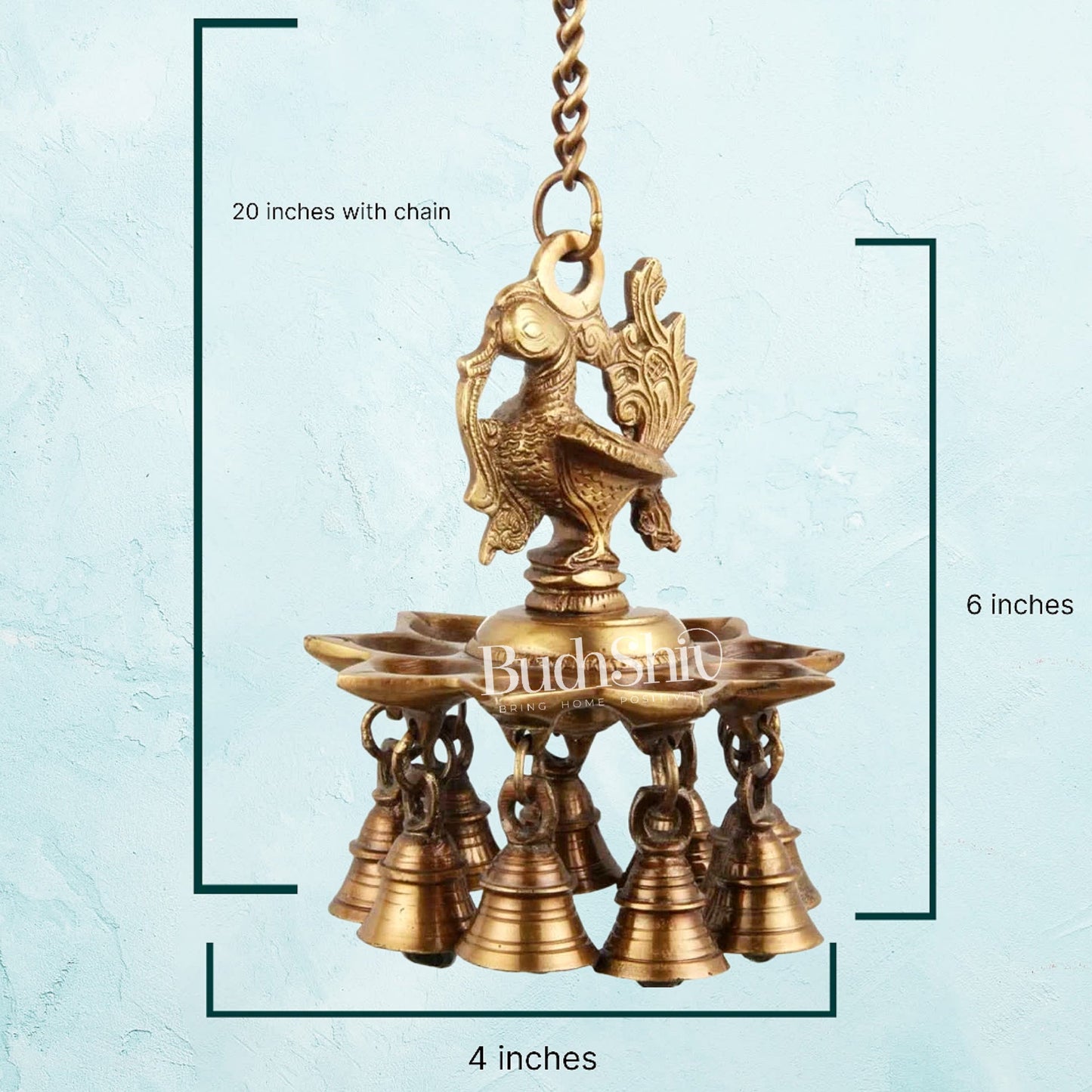 Brass peacock Hanging lamp 20" - Budhshiv.com