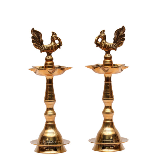 Brass Peacock Lamp 11" - Budhshiv.com
