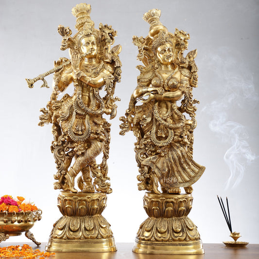 Brass Radha Krishna Idols 29 inch - Budhshiv.com
