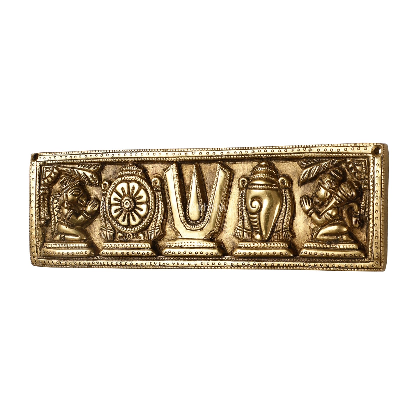 Brass Shank Chakra Namah Wall hanging 10 inch Antique - Budhshiv.com